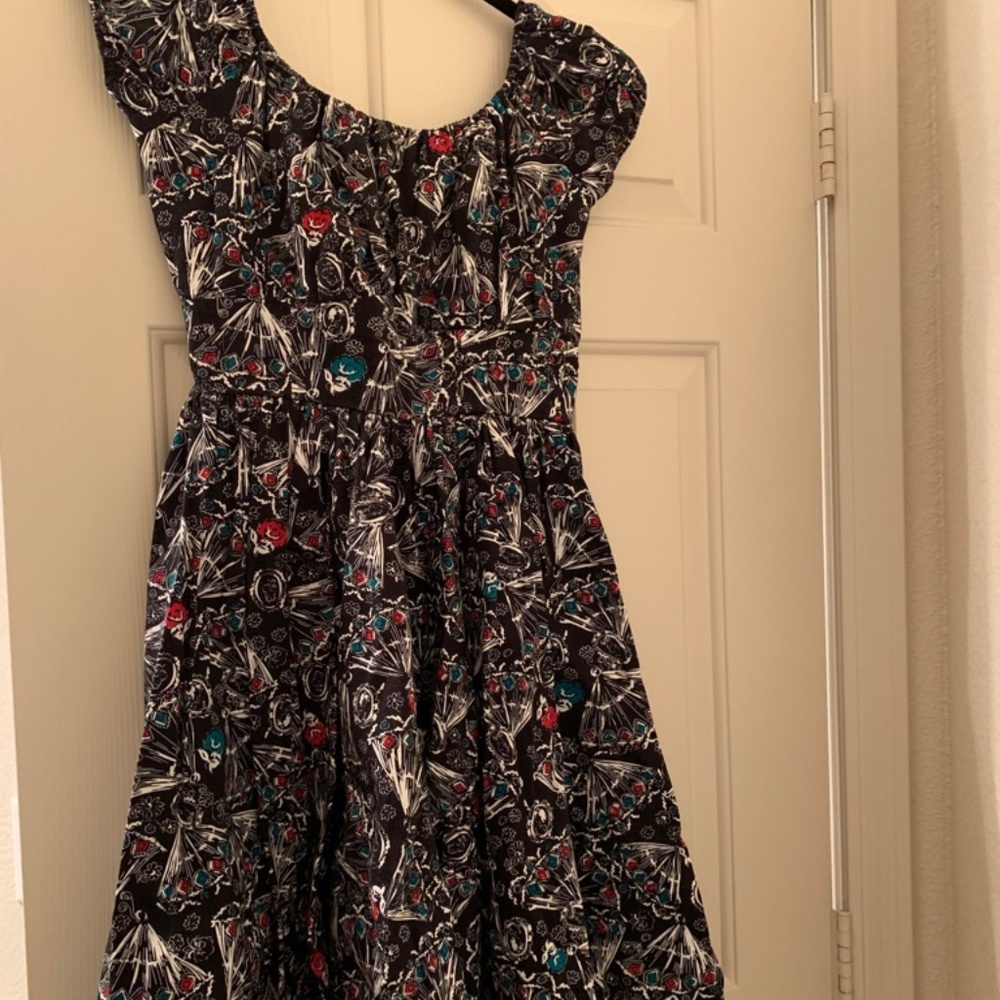 Pinup Girl Clothing Black Fans Peasant Dress